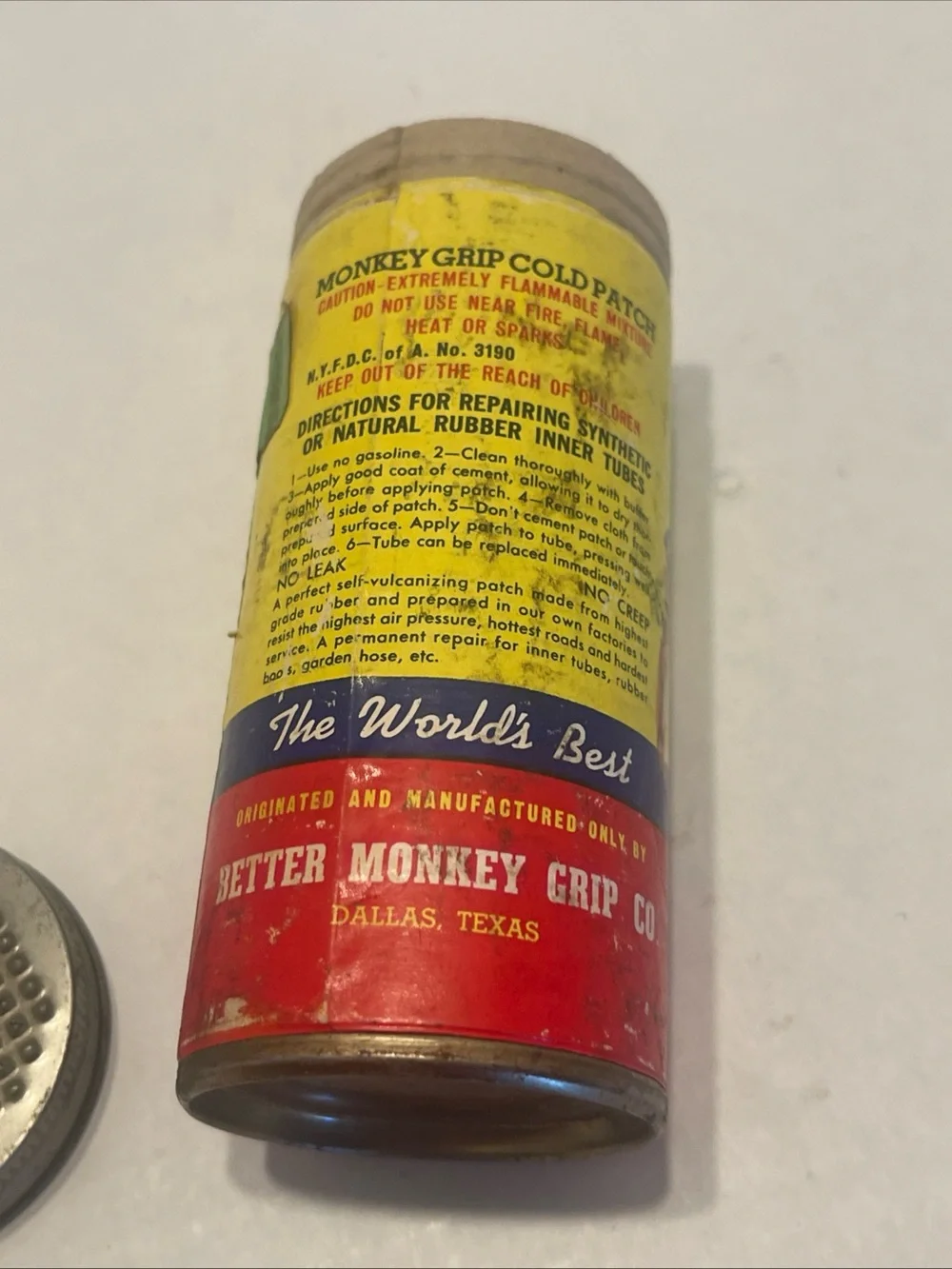 Monkey Grip Yellow & Red tin & Tube Repair Kit w/contents
